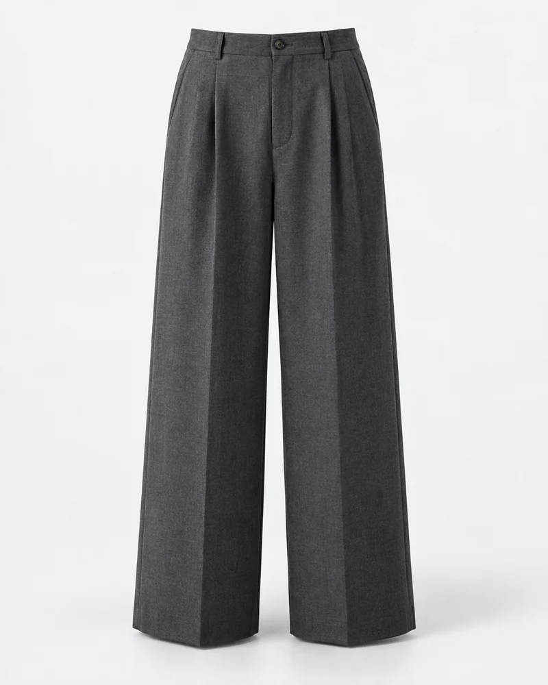 Relaxed Wide-leg Pants warna Charcoal, Cotton twill · wide leg
